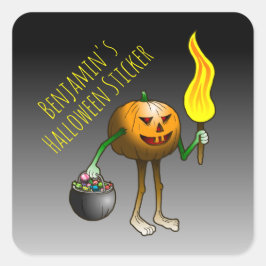 Pegatina Cuadrada Jack O'lantern fuera a engañar o tratar
