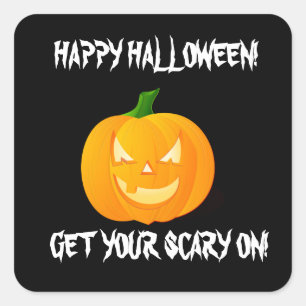 PEGATINA CUADRADA JACK O'LANTERN HALLOWEEN