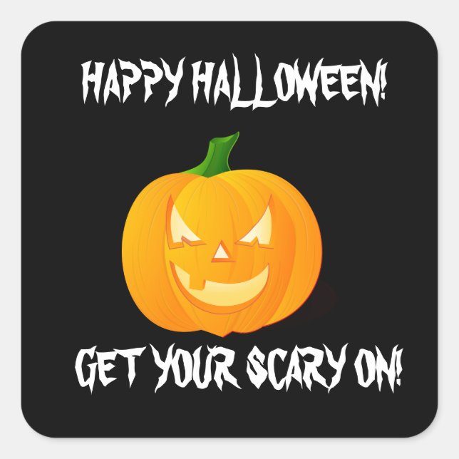 PEGATINA CUADRADA JACK O'LANTERN HALLOWEEN (Anverso)