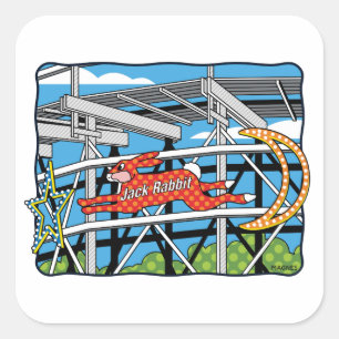 Pegatina Cuadrada Jack Rabbit Roller Coaster