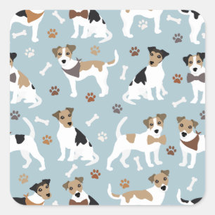 Pegatina Cuadrada Jack Russell Terrier Paws and Bones Square Pegatin