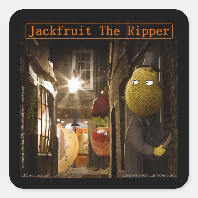Pegatina Cuadrada Jackfruit The Ripper Funny Rick London (Anverso)