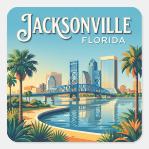 Pegatina Cuadrada Jacksonville Florida EE. UU.