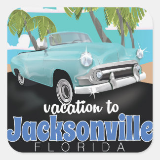 Pegatina Cuadrada Jacksonville, Florida, poster de viajes vintage de