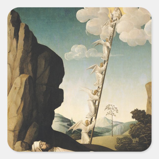 Pegatina Cuadrada Jacob's Ladder, c.1490 (Anverso)