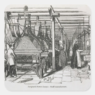 Pegatina Cuadrada Jacquard Power Looms (grabación)