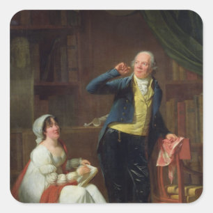 Pegatina Cuadrada Jacques Delille y su esposa, 1802