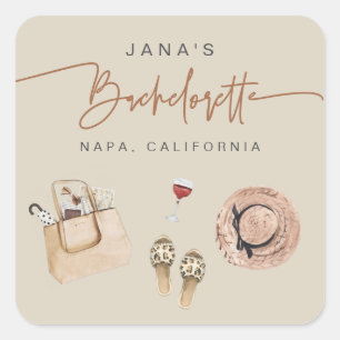 Pegatina Cuadrada JADE Bohemian Napa Wine Country Bachelorette