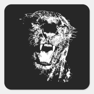 Pegatina Cuadrada Jaguar Roaring