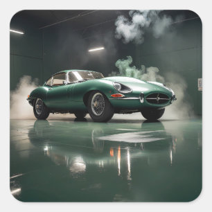 Pegatina Cuadrada Jaguar XKE 1964
