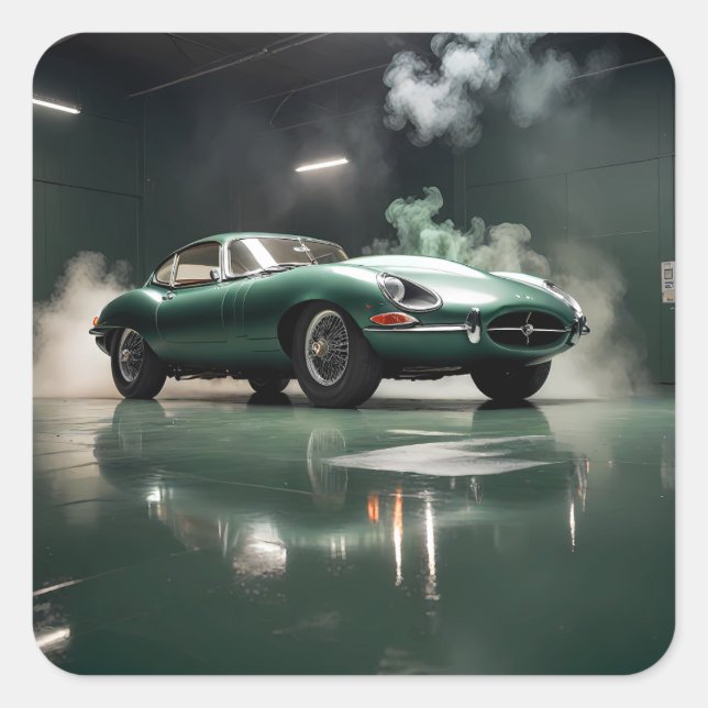 Pegatina Cuadrada Jaguar XKE 1964 (Anverso)