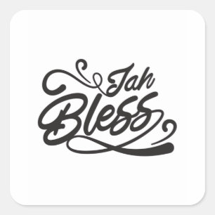 Pegatina Cuadrada Jah bendiga las letras