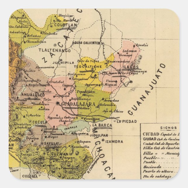 Pegatina Cuadrada Jalisco, México (Anverso)