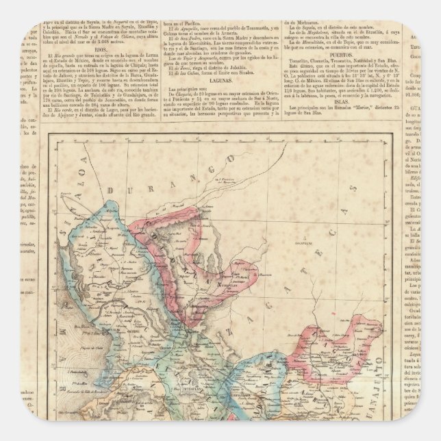 Pegatina Cuadrada Jalisco, México 2 (Anverso)