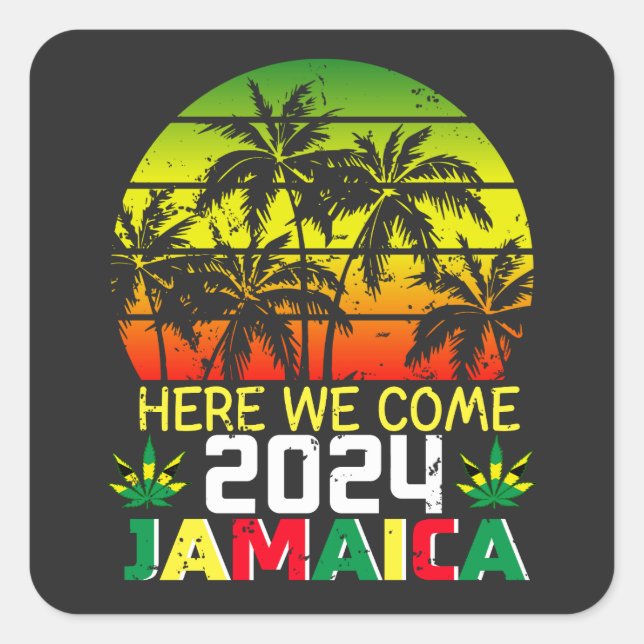Pegatina Cuadrada Jamaica 2024 Aquí Vamos (Anverso)