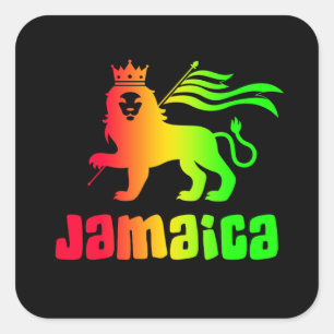 Pegatina Cuadrada Jamaica Rasta Lion