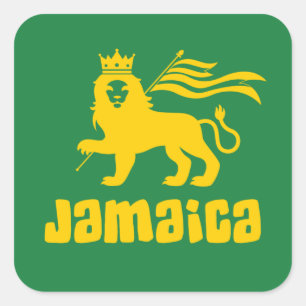 Pegatina Cuadrada Jamaica Rasta Lion