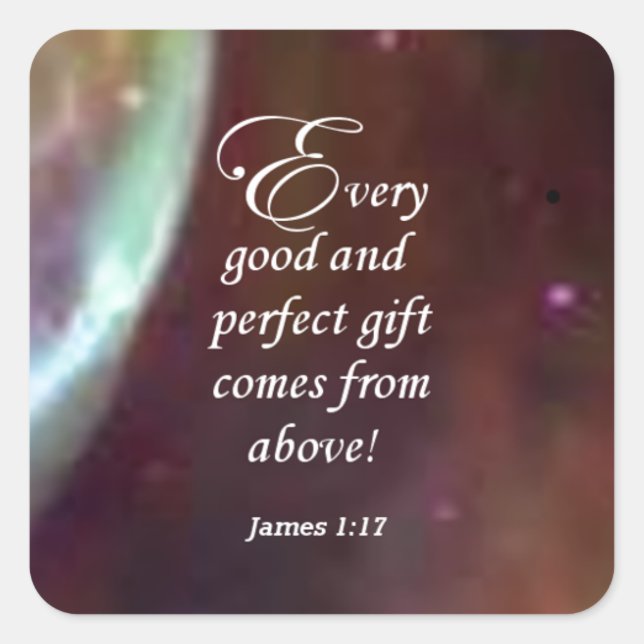 Pegatina Cuadrada James 1:17 (Anverso)