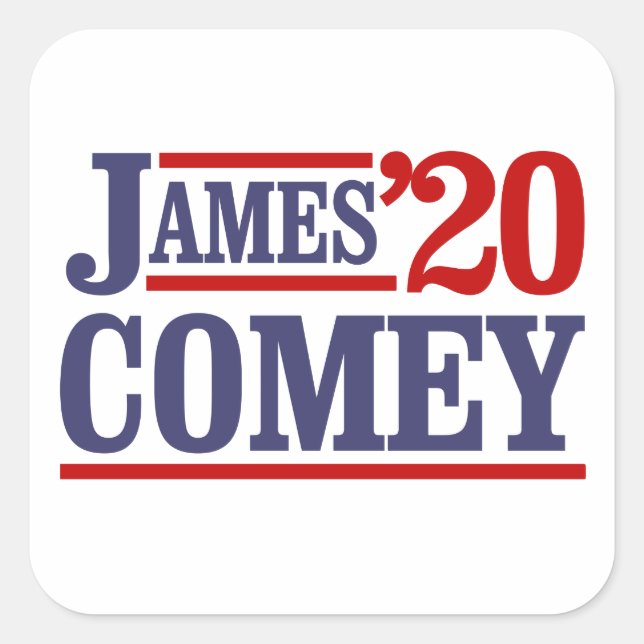 Pegatina Cuadrada James Comey para presidente 2020 - (Anverso)