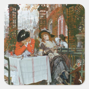 Pegatina Cuadrada James Jacques Joseph Tissot   Un almuerzo