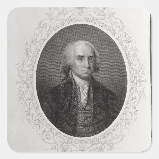 Pegatina Cuadrada James Madison (Anverso)