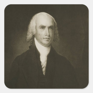 Pegatina Cuadrada James Madison, 4to Presidente de los Estados