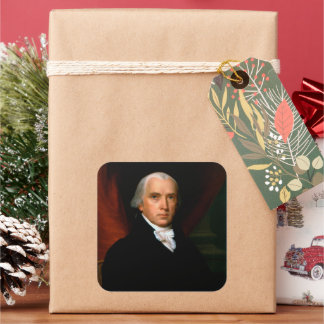 Pegatina Cuadrada James Madison el 4º Presidente: América Colonial