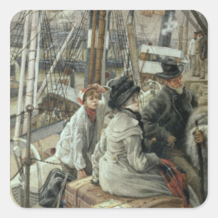 Pegatina Cuadrada James Tissot el   por el agua, c.1881-2