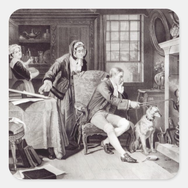 Pegatina Cuadrada James Watt jugando con vapor (Anverso)