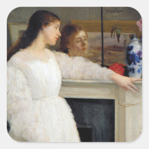 Pegatina Cuadrada James Whistler - Sinfonía en blanco No. 2