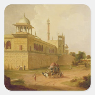 Pegatina Cuadrada Jami Masjid, Delhi, 1811 (aceite en lona)