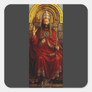 Pegatina Cuadrada Jan van Eyck Dios Padre en el Trono Arte Fino