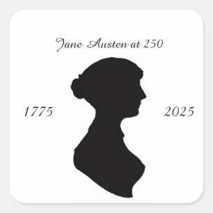 Pegatina Cuadrada Jane Austen a los 250