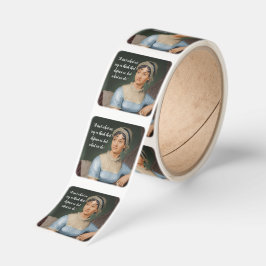 Pegatina Cuadrada Jane Austen portrait and quote