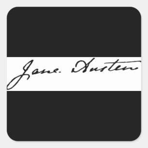 Pegatina Cuadrada Jane Austen Signature