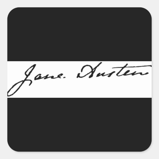Pegatina Cuadrada Jane Austen Signature (Anverso)