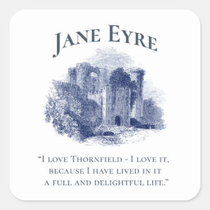 Pegatina Cuadrada Jane Eyre - Amo Thornfield - Castillo