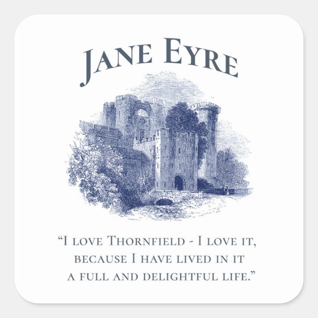 Pegatina Cuadrada Jane Eyre - Amo Thornfield - Castillo (Anverso)