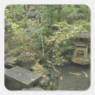 Pegatina Cuadrada Japón, Ishikawa, Kanazawa, Casa Samurái Nomura