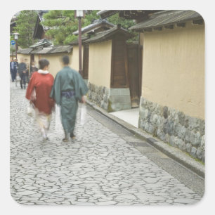 Pegatina Cuadrada Japón, Ishikawa, Kanazawa, Distrito Buke Yashiki