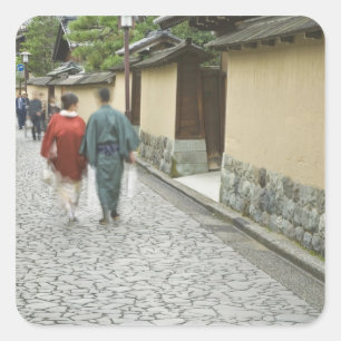 Pegatina Cuadrada Japón, Ishikawa, Kanazawa, distrito de Buke Yashi