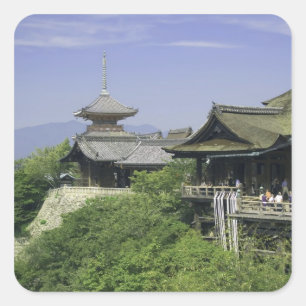 Pegatina Cuadrada Japón, Kyoto, La vista desde el templo Kiyomizu
