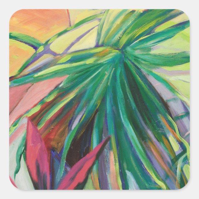 Pegatina Cuadrada Jardin Abstracto I (Anverso)