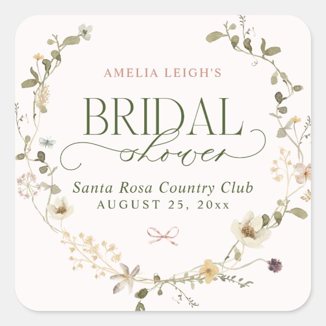 Pegatina Cuadrada Jardín de Cuento de Hadas Caprichoso y Lazos para  (Anverso)