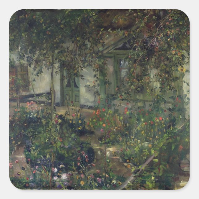 Pegatina Cuadrada Jardín de flores en flor, 1904 (Anverso)