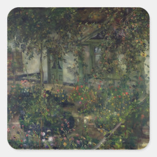 Pegatina Cuadrada Jardín de flores en flor, 1904