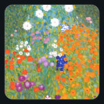 Pegatina Cuadrada Jardín de flores por Gustav Klimt Vintage Floral<br><div class="desc">Bauerngarten / Jardín de flores / Arte vintage del Cottage Garden pintado en 1905 por el artista sinfólogo y Art Nouveau austríaco Gustav Klimt (1862-1918)</div>