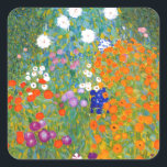 Pegatina Cuadrada Jardín de flores por Gustav Klimt Vintage Floral<br><div class="desc">Bauerngarten / Jardín de flores / Arte vintage del Cottage Garden pintado en 1905 por el artista sinfólogo y Art Nouveau austríaco Gustav Klimt (1862-1918)</div>