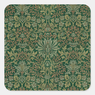 Pegatina Cuadrada Jardín de flores William Morris - Verdes