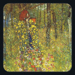 Pegatina Cuadrada Jardín de granja con Crucifijo por Gustav Klimt<br><div class="desc">Jardín de granja con Crucifijo (1911/1912) de Gustav Klimt es un simbolismo de la época victoriana vintage de la pintura religiosa de arte fino. Una escena natural con una variedad de flores alrededor de un crucifijo con Jesucristo en un jardín en una granja. Sobre el artista: Gustav Klimt (1862-1918) fue...</div>